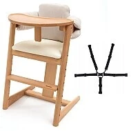  Reemy grow dřevěná židlička Bílá s pultíkem, polstrováním a pásy