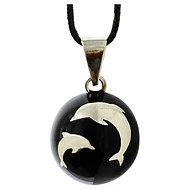 BABYLONIA BOLA originální mexický hudební šperk Black With Silver Dolphins