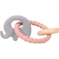 BO JUNGLE Kousátko B-Rattle Rings Elephant Pink