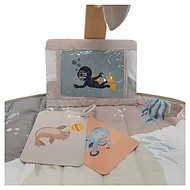 Bo Jungle Hrací deka s dřevěnou hrazdičkou Ocean Bliss 