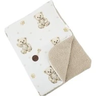  Eko Oboustranná deka 75 x 100 cm potisk bambus + bouclé Teddy bears
