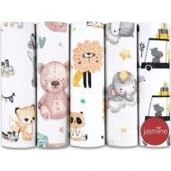  JASMINE Bavlněné pleny BOX 5 ks Animals 2