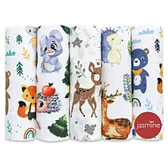  JASMINE Bavlněné pleny BOX 5 ks Forest 1