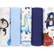  JASMINE Bavlněné pleny BOX 5 ks Dino / tučňák