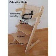  JITRO Rostoucí židle Klasik - Područky, pásek pro starší děti, stupínek, stabilizační botičky