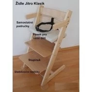 JITRO Rostoucí židle Klasik - Područky, pásek pro starší děti, stupínek, stabilizační botičky