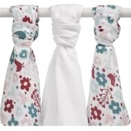 KIKKO Bambusové pleny Flowers and birds Girls mix 3ks