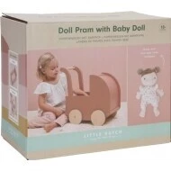 Little Dutch Kočárek pro panenky dřevěný s panenkou 