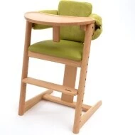  Reemy grow dřevěná židlička Zelená s pultíkem a polstrováním