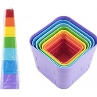 Teddies Kubus pyramida skládanka plast hranatá barevná 7 ks
