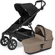  Thule Urban Glide 4 wheel MIDI set s korbou Black sporťák + Tinted Taupe korbička