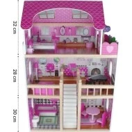  URW Velký dřevěný domeček pro panenky s terasou - 