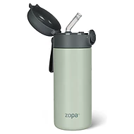  ZOPA Termoska na tekutiny s brčkem a silikonovým držákem 350ml Pistacio Green