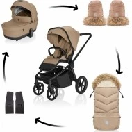  ZOPA SET Kočárek Move Cross 5X + fusak Fluffy + rukavice Latte beige 
