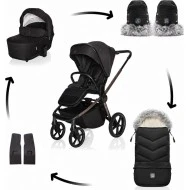  ZOPA SET Kočárek Move Cross 5X + fusak Fluffy + rukavice Quartz black