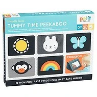 Petit Collage Čas na bříšku - zrcátko s obrázky Peekaboo 