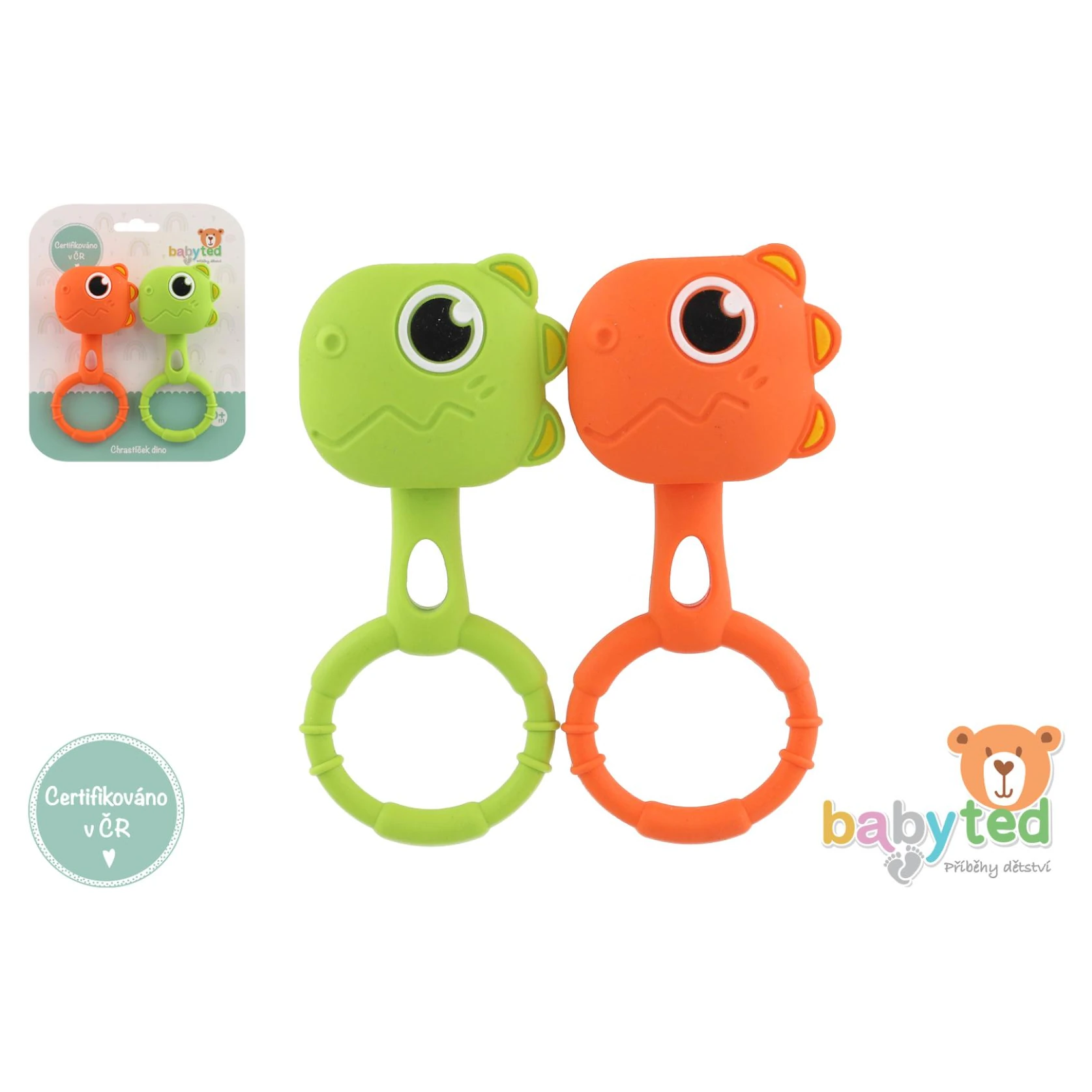 Babyted Chrastíček silikon 13x5cm varianta Dino 2ks
