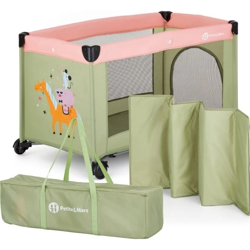 Petite&Mars Postýlka cestovní Koot Lite dark grey (bez průlezu) varianta Friends boho party