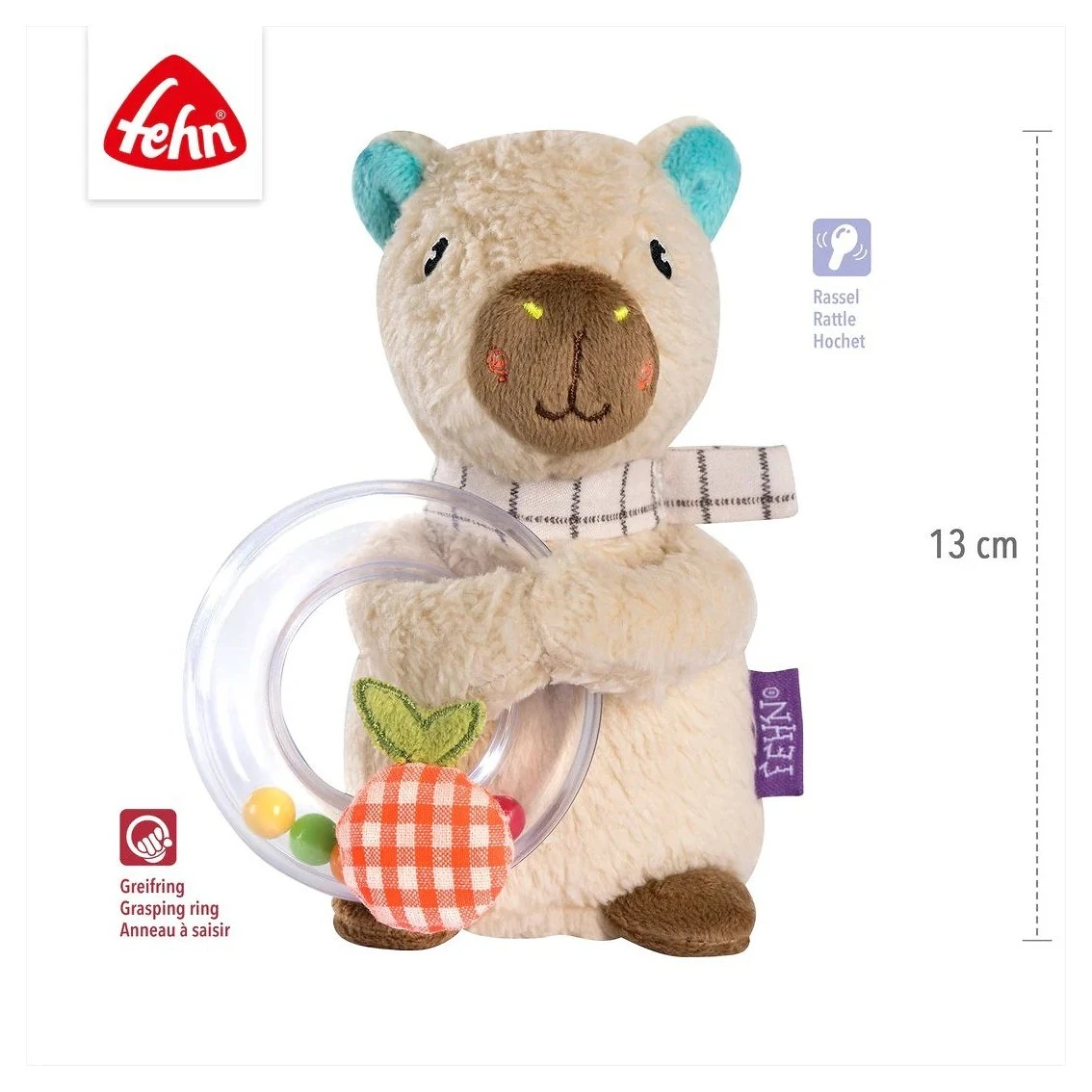 Babyfehn Kroužkové chrastítko capybara - 