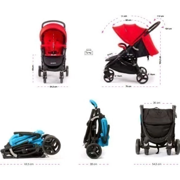 Baby Monsters Compact 2.0 sporťák + color pack - Rozměry Compact 2.0