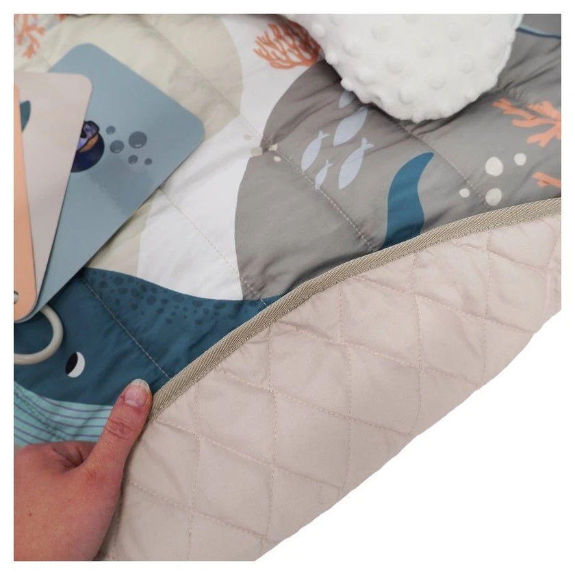 Bo Jungle Hrací deka s dřevěnou hrazdičkou Ocean Bliss - 