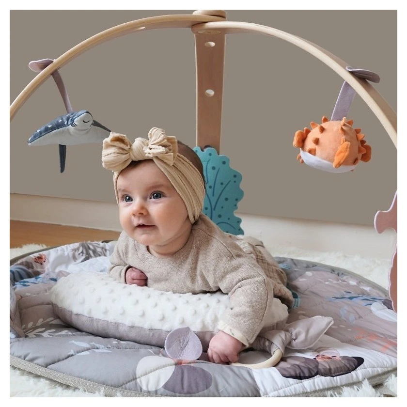 Bo Jungle Hrací deka s dřevěnou hrazdičkou Ocean Bliss - 