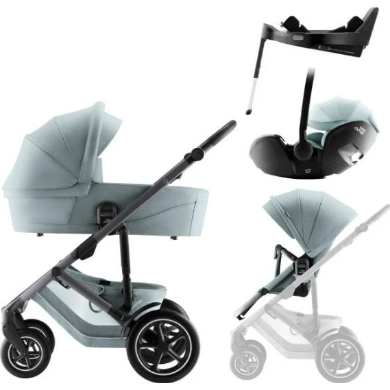 BRITAX RÖMER Set 4v1 kočárek Smile 5Z + korba + autosedačka + báze varianta Harbor blue STYLE