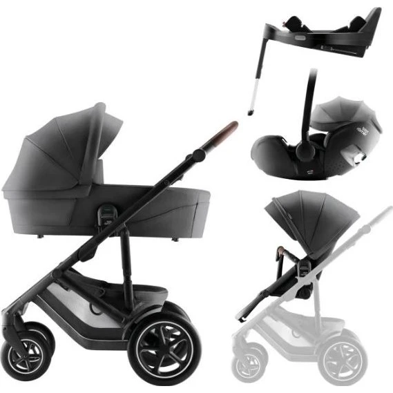 BRITAX RÖMER Set 4v1 kočárek Smile 5Z + korba + autosedačka + báze varianta Mineral grey STYLE
