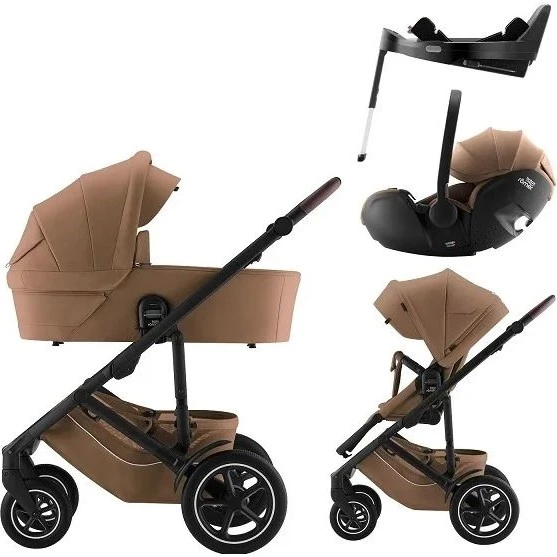 BRITAX RÖMER Set 4v1 kočárek Smile 5Z + korba + autosedačka + báze varianta Warm caramel LUX