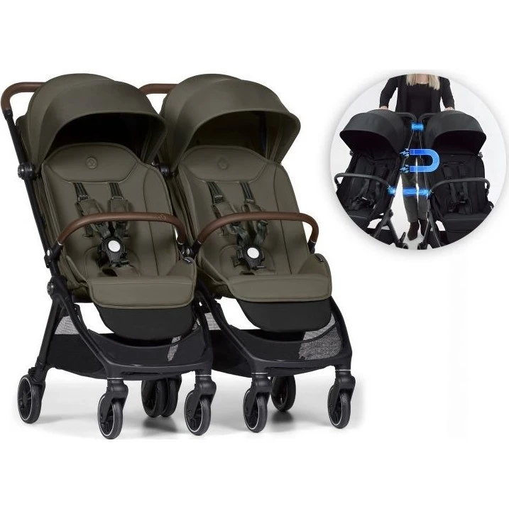 Bumprider Connect Mini 2x kočárek s madlem varianta Forest green