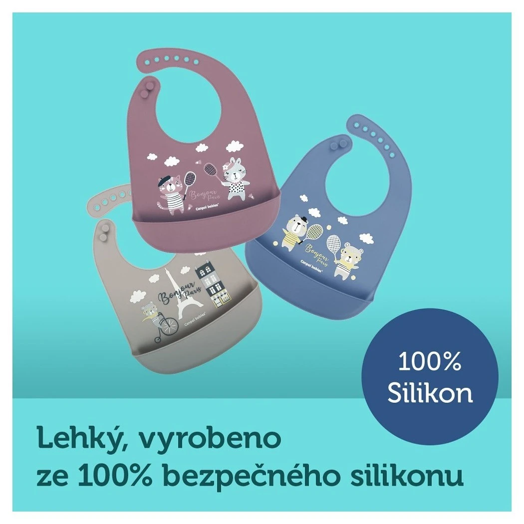Canpol babies Bryndák silikonový s kapsou BONJOUR PARIS - 