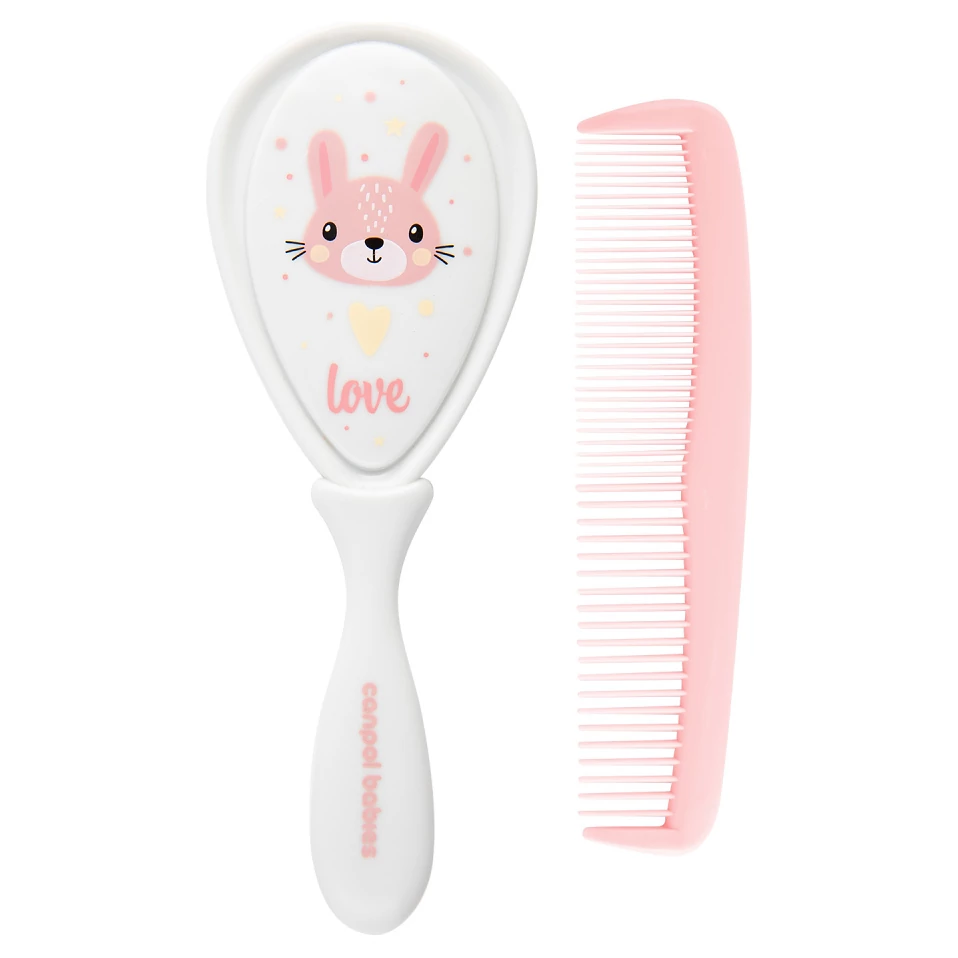 Canpol babies Hřeben a kartáč CUTE ANIMALS varianta Růžový