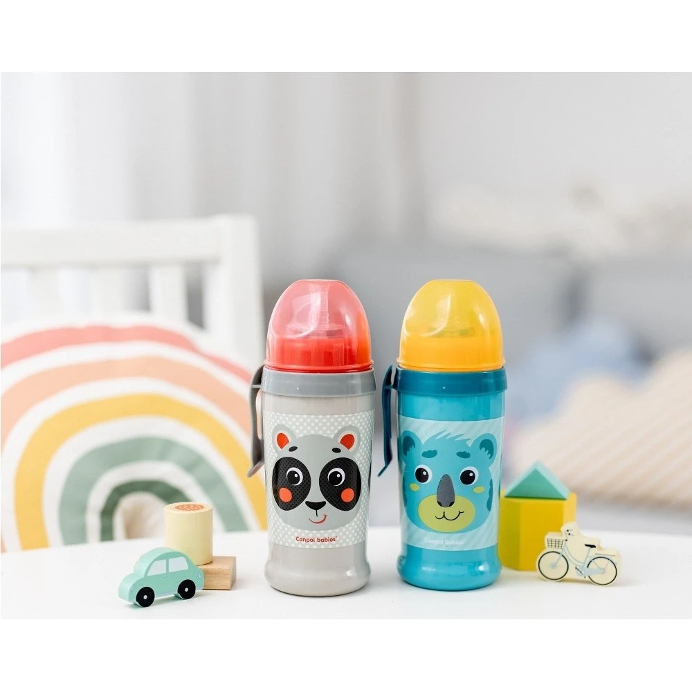 Canpol babies Láhev nevylévací sportovní se slámkou 350ml - 