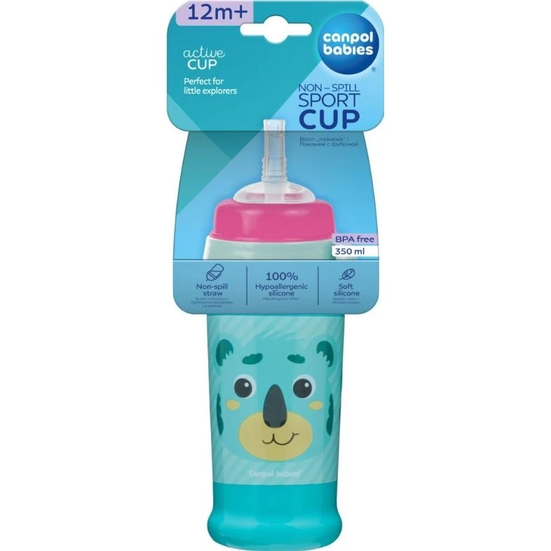 Canpol babies Láhev nevylévací sportovní se slámkou 350ml - 