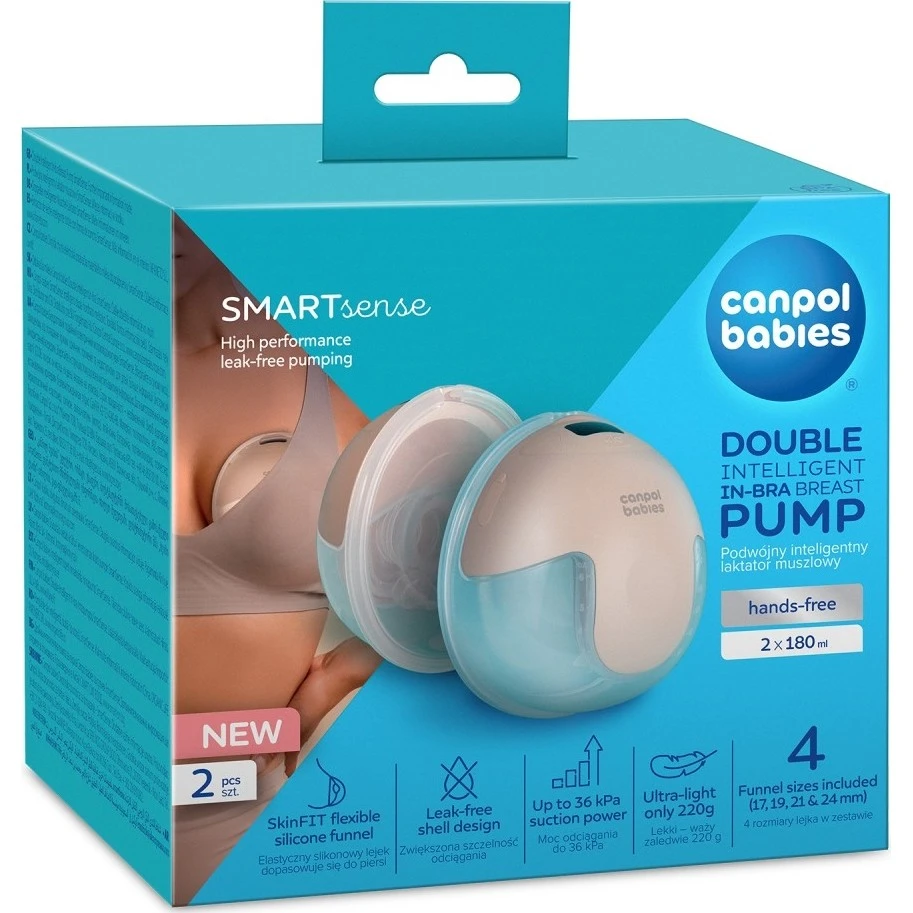 Canpol babies Dvojitá elektrická odsávačka mateřského mléka do podprsenky SmartSense - 
