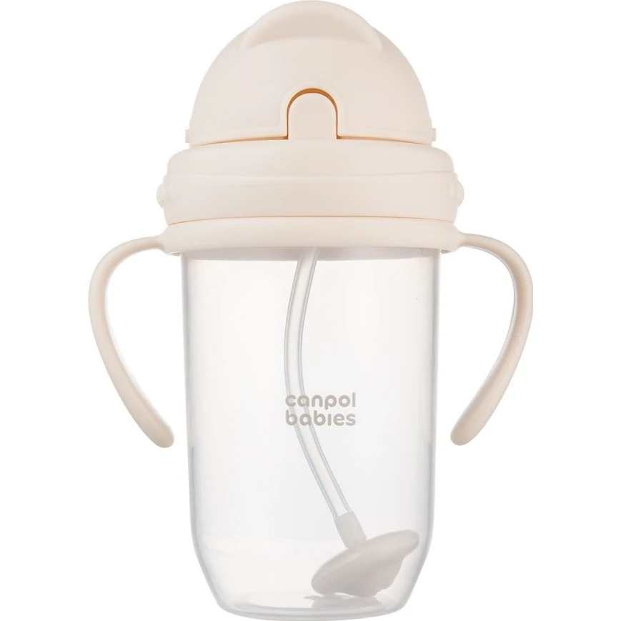Canpol Babies Nevylévací hrneček se slámkou a závažím  270 ml varianta Krémová 270ml