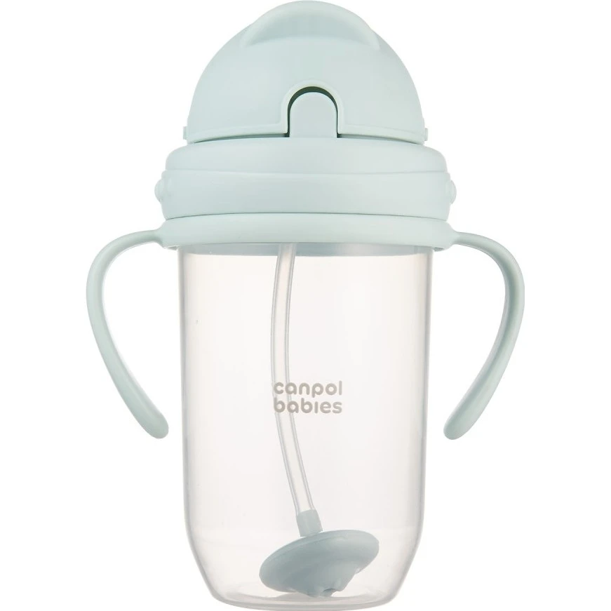 Canpol Babies Nevylévací hrneček se slámkou a závažím  270 ml varianta Zelená 270ml