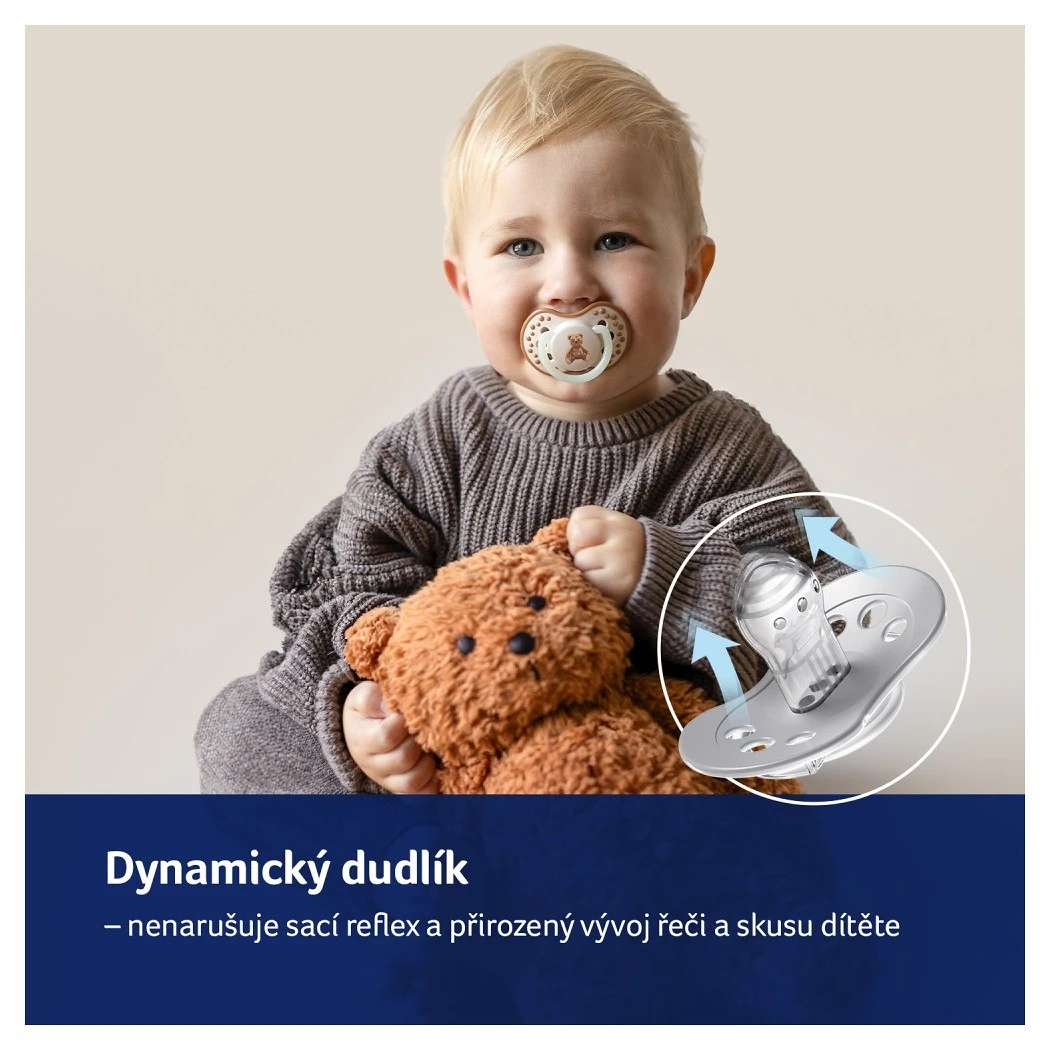 LOVI Dudlík svítící silikonový dynamický TEDDY LOVE 2ks - 