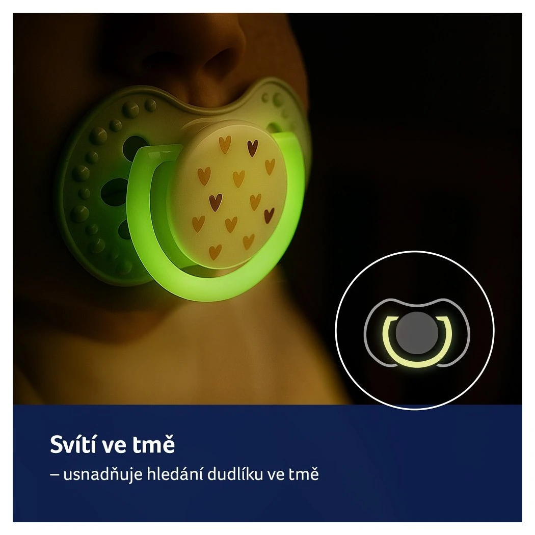 LOVI Dudlík svítící silikonový dynamický TEDDY LOVE 2ks - 