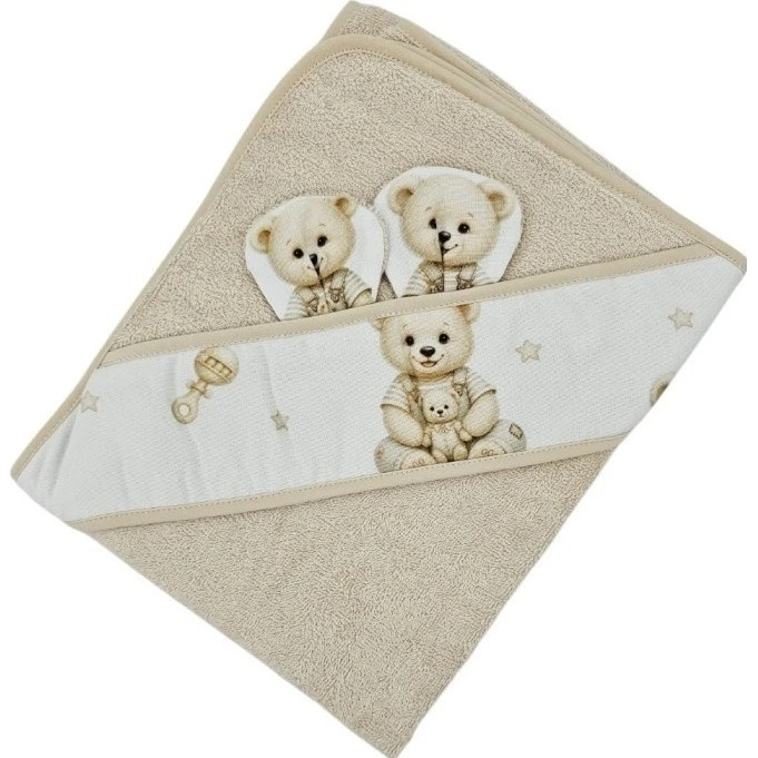 Eko Bambusová osuška ouška tisk Painter sand varianta Teddy bears sand