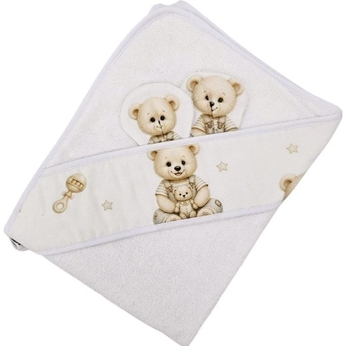 Eko Bambusová osuška ouška tisk Painter sand varianta Teddy bears white