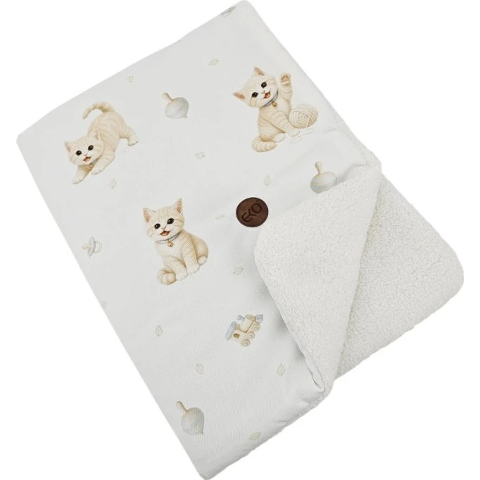 Eko Oboustranná deka 75 x 100 cm potisk bambus + bouclé varianta Cats