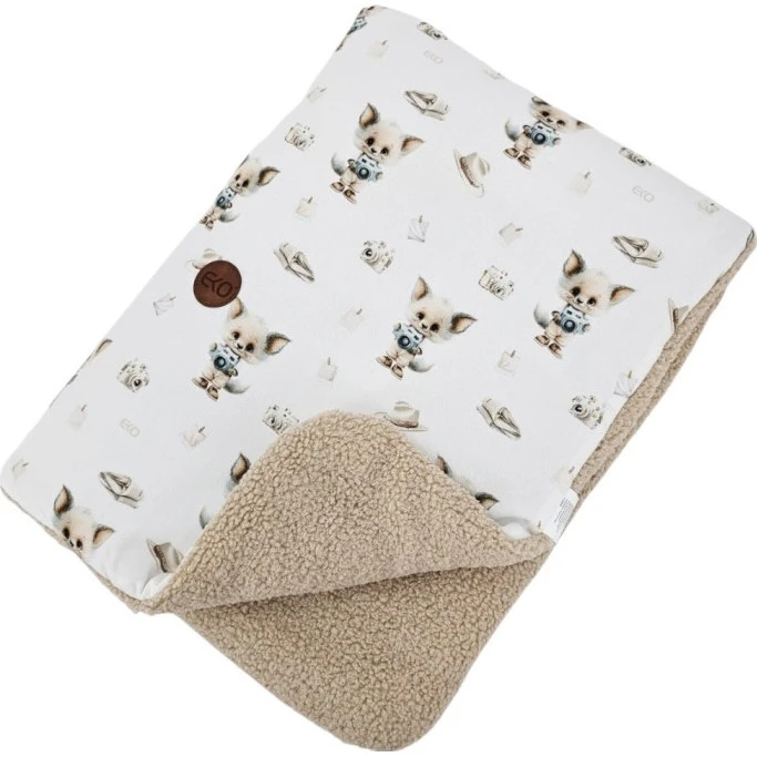 Eko Oboustranná deka 75 x 100 cm potisk bambus + bouclé - 