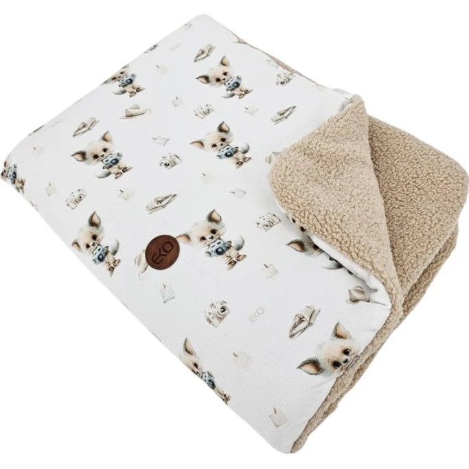 Eko Oboustranná deka 75 x 100 cm potisk bambus + bouclé - 