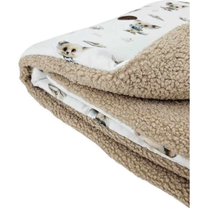 Eko Oboustranná deka 75 x 100 cm potisk bambus + bouclé - 