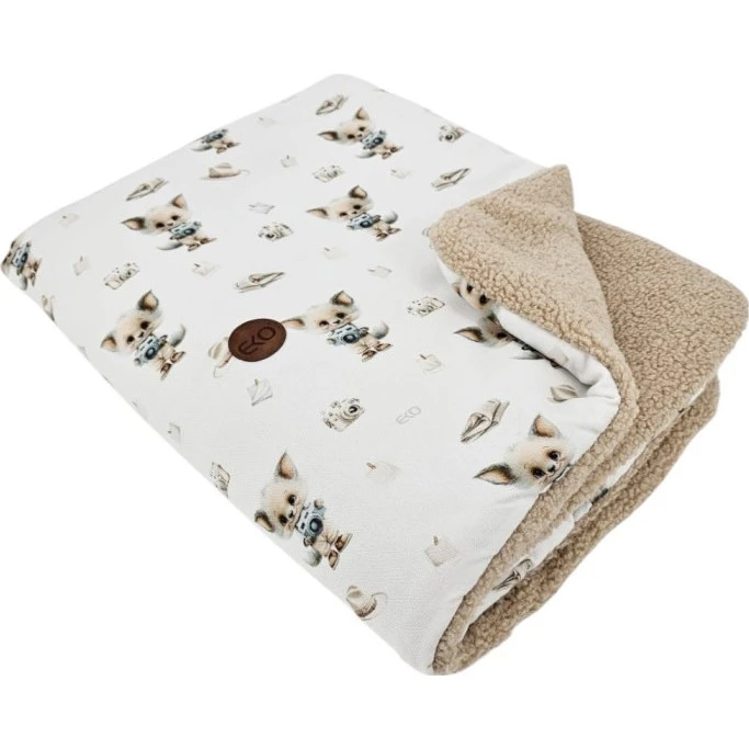 Eko Oboustranná deka 75 x 100 cm potisk bambus + bouclé - 