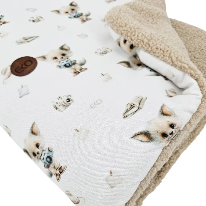 Eko Oboustranná deka 75 x 100 cm potisk bambus + bouclé - 