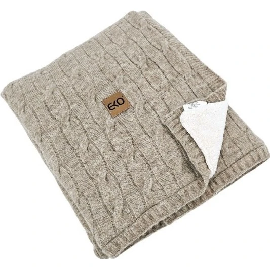 Eko Pletená deka s kožešinovou podšívkou 80 x 100 cm varianta Light brown
