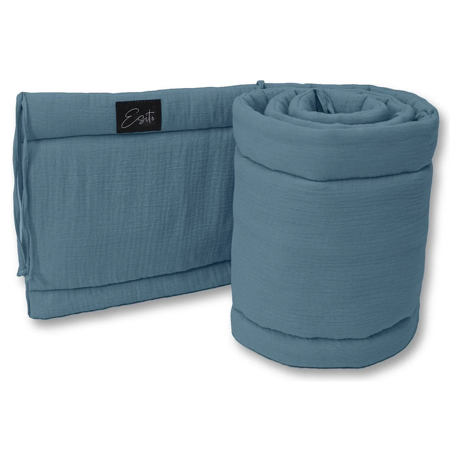 Esito Luxusní mantinel mušelín do postýlky varianta Denim Blue