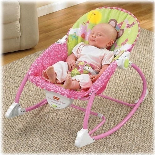 Fisher Price lehátko Wibra color - Reálná fotka s malým miminkem